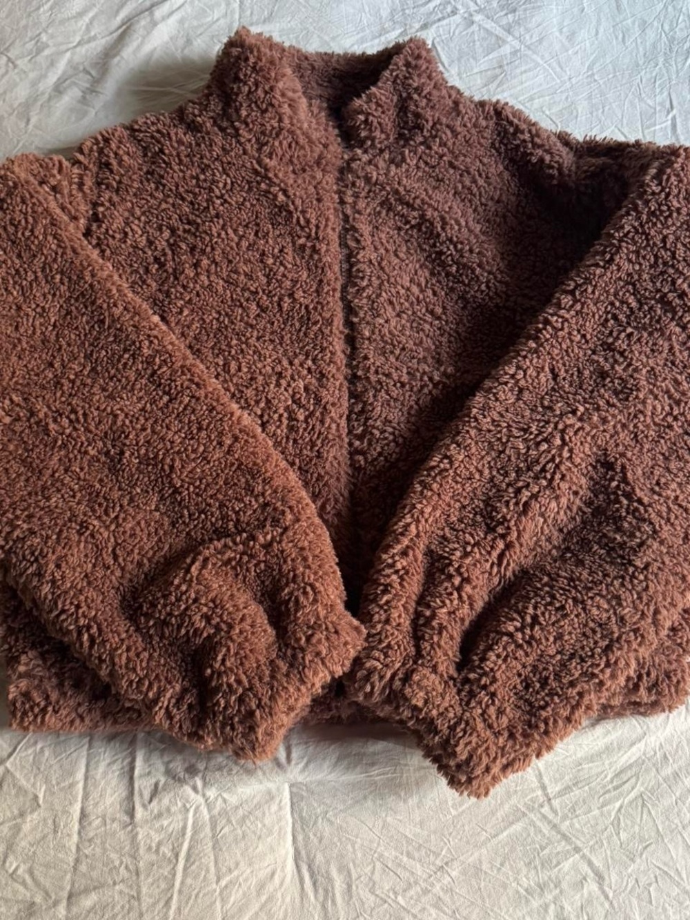 Express Brown Sherpa Cropped Teddy Jacket